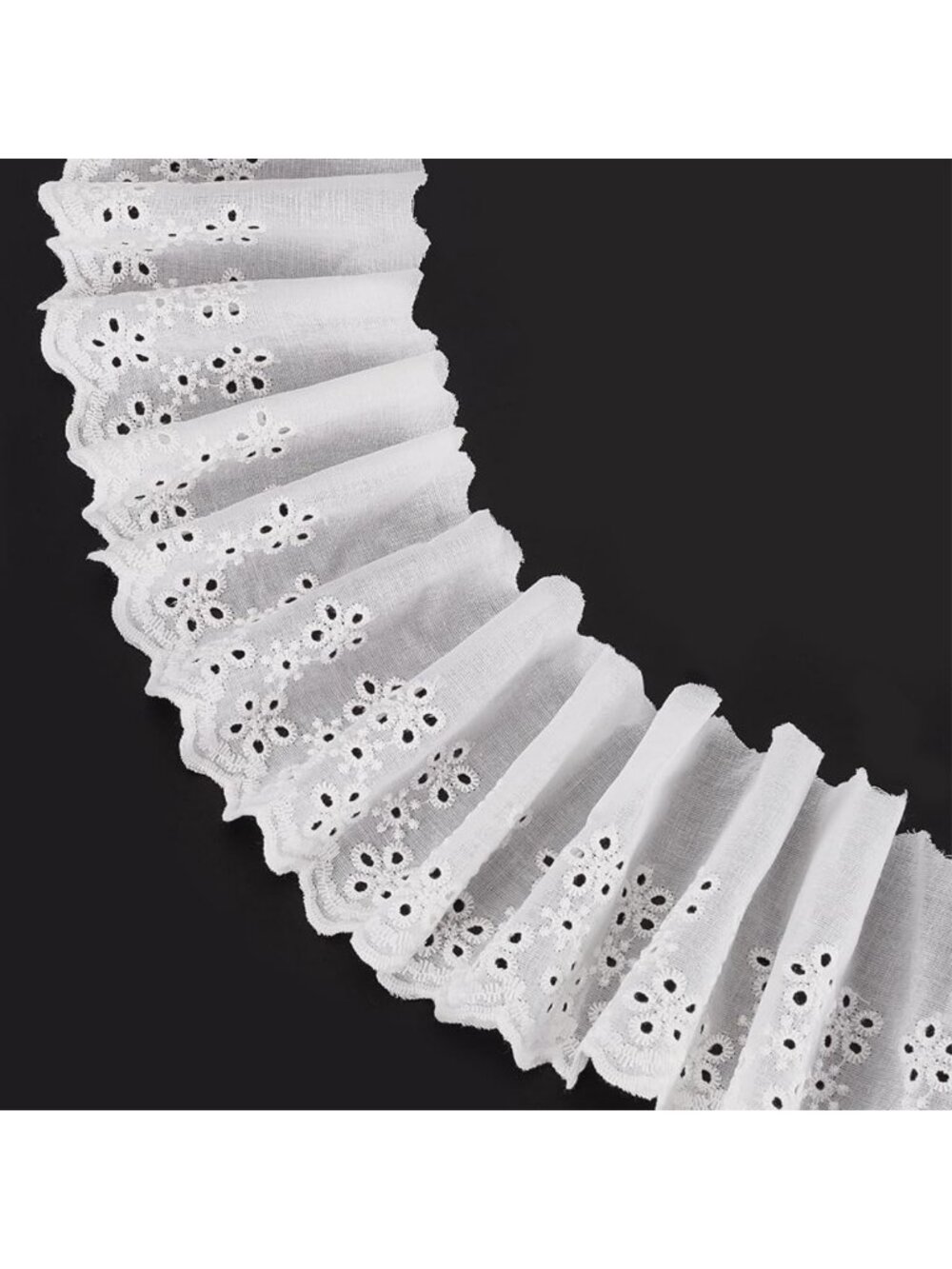 15 Yards Ivory White Cotton Lace Trim - 3.75" Wide Eyelet Floral Ribbon for